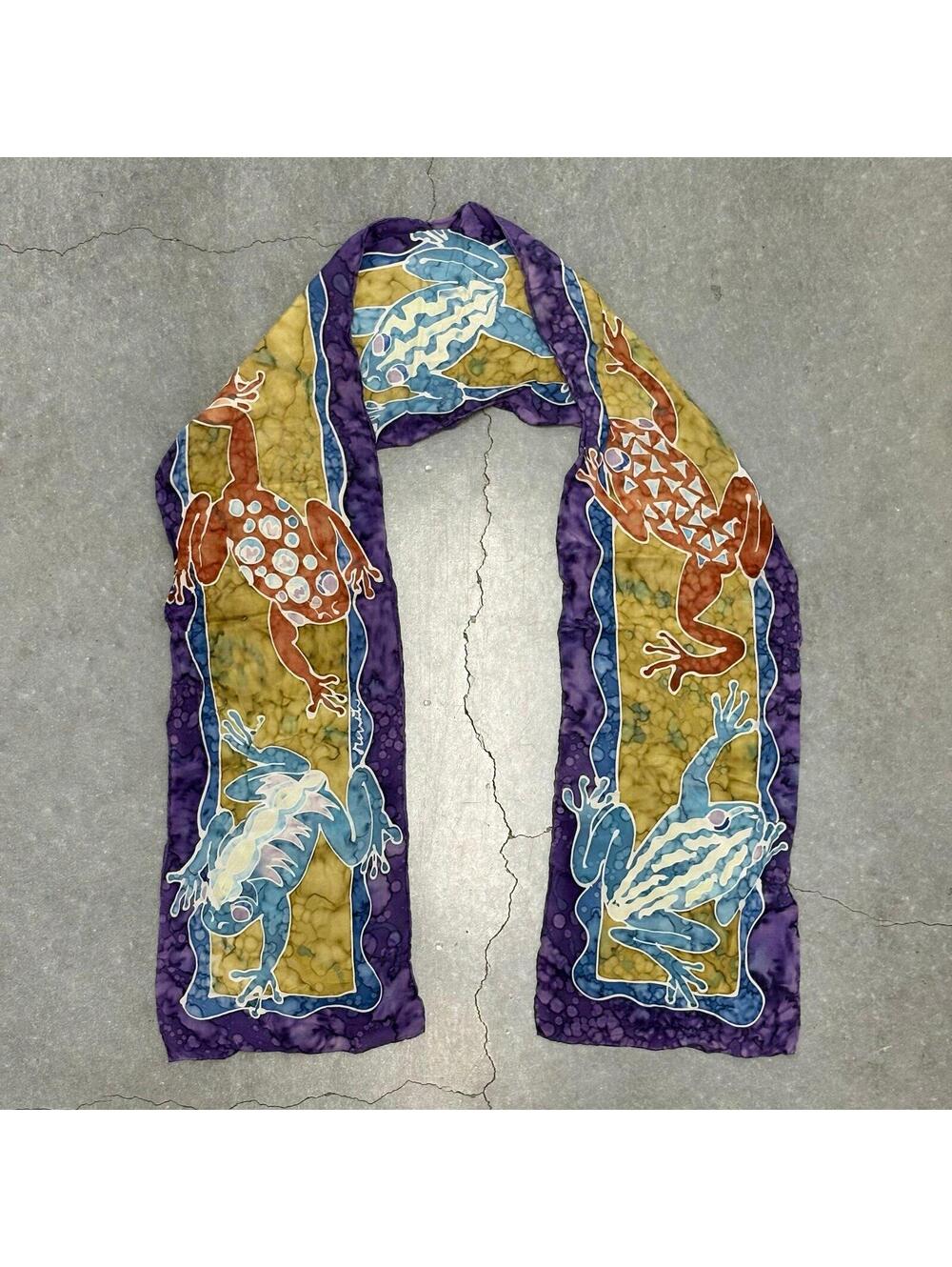 Silk Frog Hand Painted Scarf